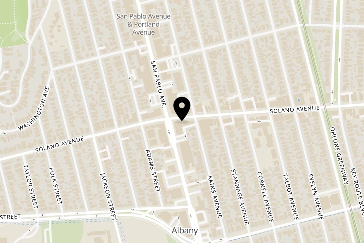 Map showing the location of Lulu's Little Kitchen on 1106 Solano Ave in Albany